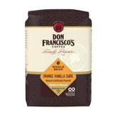 Don Francisco's Orange Vanilla Swirl whole-bean coffee in a 20 oz bag preserves freshness with nitrogen flush.