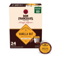 Don Francisco's Vanilla Nut coffee pods pack offers quick flavor for busy mornings.