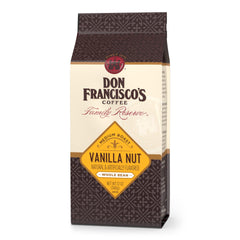 Don Francisco's Vanilla Nut whole bean bag ready for freshness and aroma