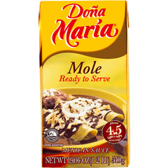 Doña María Ready to Serve Mole bottle showing rich, authentic flavor for quick meals