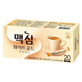 Dongsuh Maxim Mocha White Gold coffee sticks pack for quick, creamy coffee.