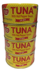 Dongwon Hot Pepper Tuna cans close-up for a convenient meal option.