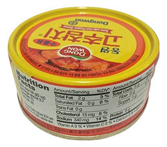 Dongwon Hot Pepper Tuna served with rice for a quick, flavorful mixed dish.