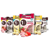 Don't Worry meringue cookies 6-pack on tray, a light, low-calorie snack option.
