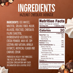 Don't Worry hazelnut meringue cross-section shows sugar-free chocolate center