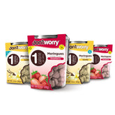 Don't Worry meringue cookies strawberry vanilla pack front, ideal for a light snack