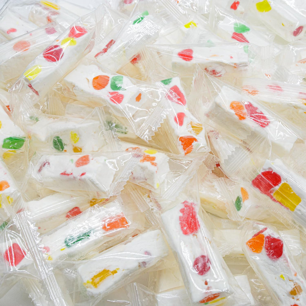 Donty-Tonty JUJUBE NOUGAT candy shows soft-chewy texture with fruity jelly pieces for a tasty snack