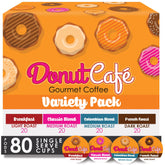 Donut Café variety pack box featuring multiple roasts for versatile mornings