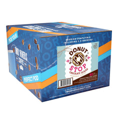 Donut Stop Chocolate Glazed close-up brew visual for a comforting cup