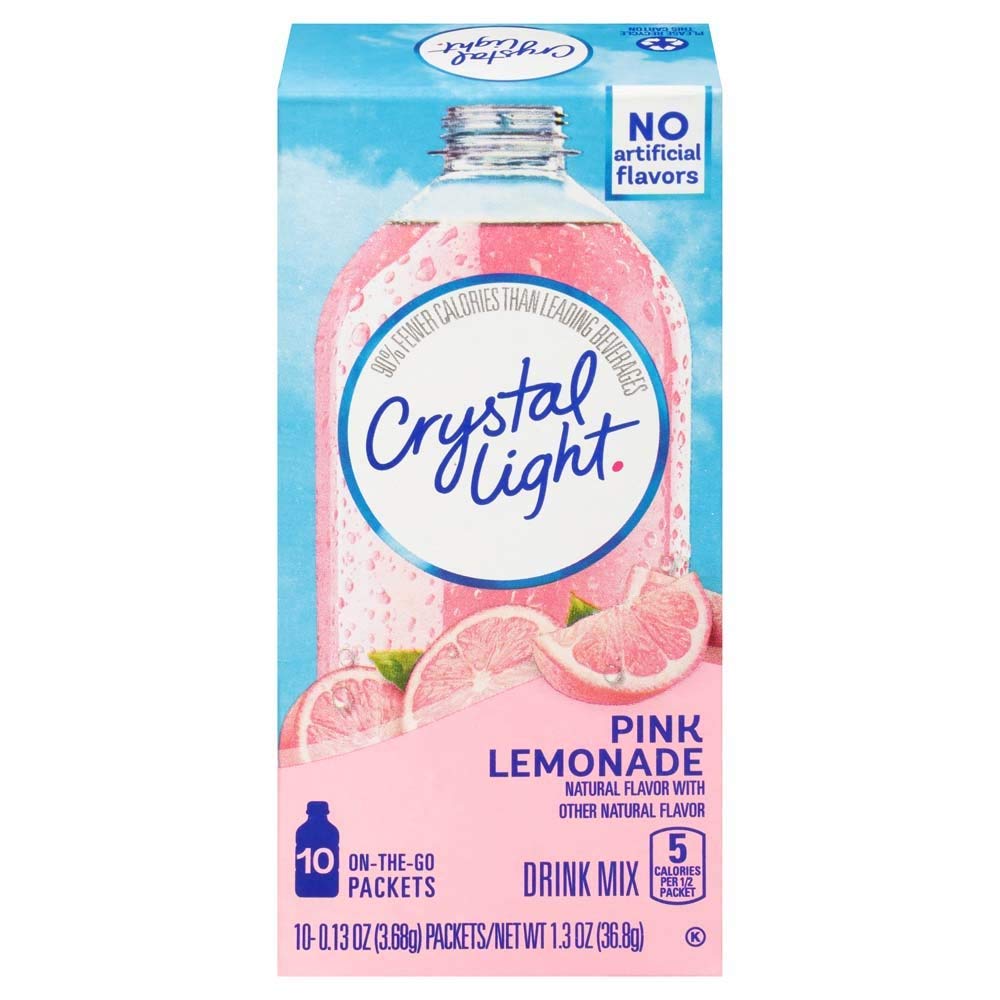 Doofie Deals Crystal Light Pink Lemonade packets for low-calorie hydration and flavorful mix.