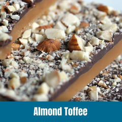 Measuring scoop beside Door County Coffee Almond Toffee Ground for convenient use.