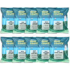 Door County Coffee sampler box front view for gifting and flavor exploration.