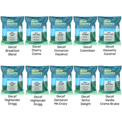 Door County Coffee sampler lineup showcases decaf flavors for everyday mornings.