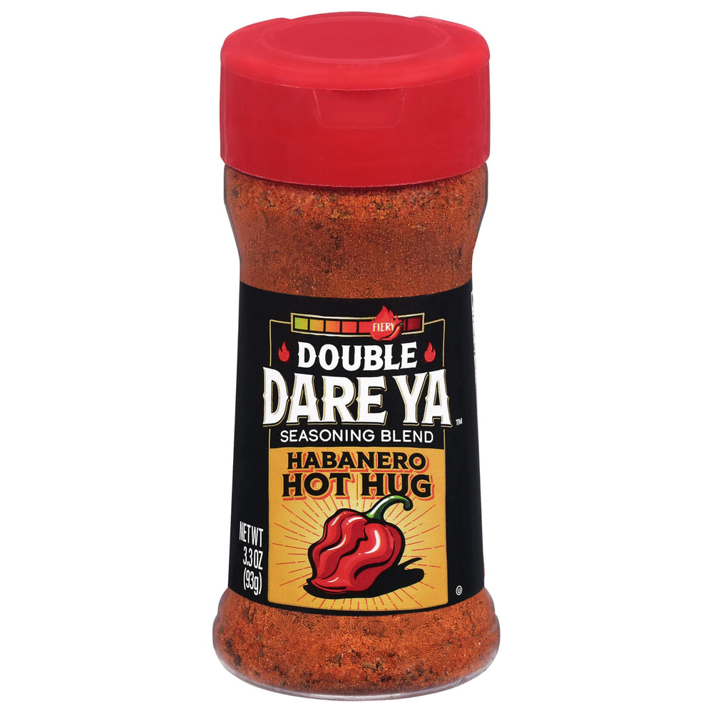 Double Dare Ya Habanero Hot Hug bottle front view showcases bold heat potential for dishes.