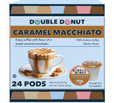 Double Donut Caramel Macchiato pod close-up for Keurig, convenient daily brew