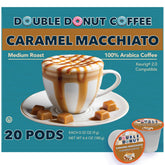Double Donut caramel macchiato pod close-up with rich aroma for at-home café
