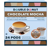 Double Donut Chocolate Mocha pod pouring, convenient single-serve ritual.