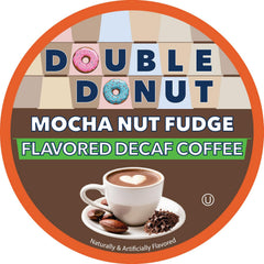 Close-up of Double Donut decaf Mocha Nut Fudge flavor notes.