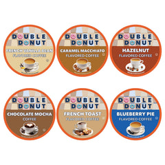 Double Donut Coffee variety pack box showing flavors for Keurig brews