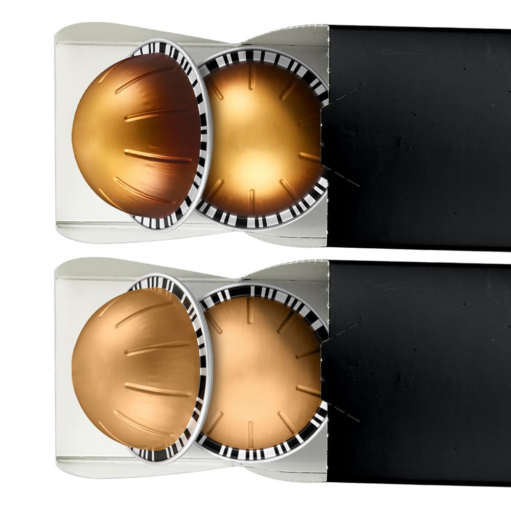 Doppio+Dolce double espresso pods with rich crema for a quick morning boost.