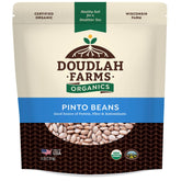 Doudlah Farms Organic Pinto Beans 5 lb front packaging, perfect for soups and burritos.
