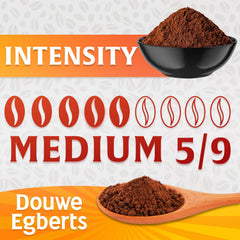 Douwe Egberts Aroma Rood ready for drip coffee brewing in a modern machine.