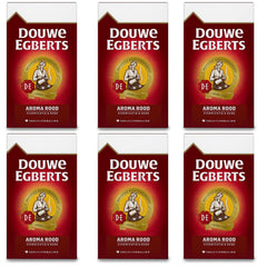 Douwe Egberts Aroma Rood ground coffee bag, versatile for drip, pour-over, and French press.