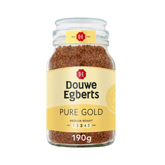 Douwe Egberts Pure Gold instant coffee can for smooth everyday energy