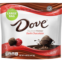 Dove Promises dark chocolate bag front view, ideal for quick snacking