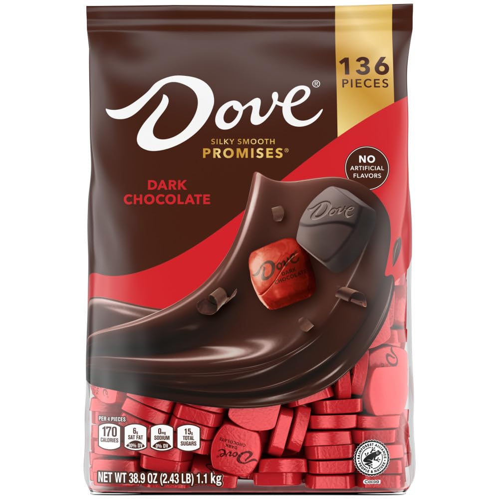 Dove Promises dark chocolate bulk bag on counter for sharing and gifting.