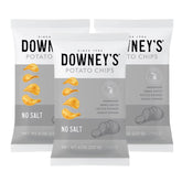 Downey's No Salt Kettle Chips packshot highlighting light, crispy texture.