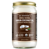 Dr. Bronner's Organic Virgin Coconut Oil whole kernel jar for versatile cooking and body care