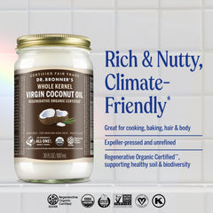 Dr. Bronner's Organic Virgin Coconut Oil pour bottle for stir-fry and baking