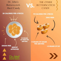 Dr. John's Healthy Sweets Sugar Free Butterscotch Candy individually wrapped for on-the-go freshness.