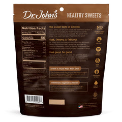 Dr. John's Sea Salt Caramel Squares close-up showcases creamy caramel with dark chocolate for a luxurious bite.