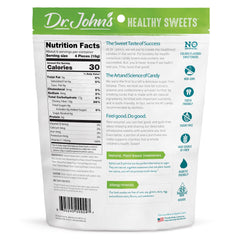 Dr. John's Sugar Free Candy label close-up highlights clean ingredients and zero calories