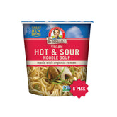 Dr. McDougall's Hot Sour Vegan Ramen Cup ready for quick plant-based lunch.