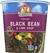 Dr. McDougall's Right Foods vegan black bean & lime soup cup ready to heat for a quick meal