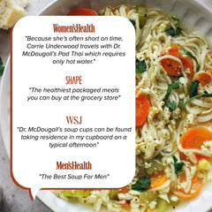 Eco-friendly packaging of Dr. McDougall's vegan chicken soup