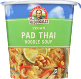 Dr. McDougall's Right Foods vegan Pad Thai noodle cup front view for quick plant-based meals