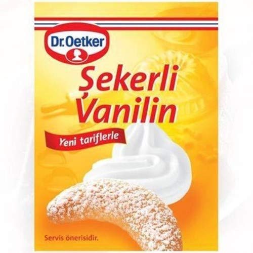 Dr. Oetker sugar vanilla powder sachet adds fragrant vanilla notes to baked goods.