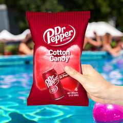 Dr Pepper Cotton Candy 88g pack back shows ingredients and barcode for quick shopping