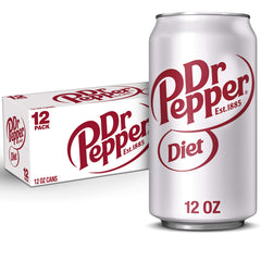 Dr Pepper Diet 12-pack cans ready for cold game-day enjoyment.