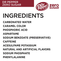 Dr Pepper Zero Sugar 12oz pack front label, convenient for stocking.