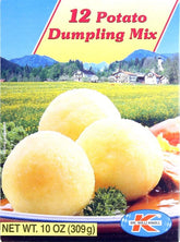 Dr. Willi Knoll 12 Potato Dumpling Mix pack shot, convenient 10oz package for quick meals.