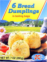 Dr Willi Knoll Semmel Knodel packaging highlights authentic European bread dumplings for quick weeknight meals.