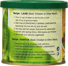 Dragonfly Laab Namtok seasoning on a served dish, elevating fresh herbs and protein