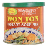 Dragonfly Won Ton Instant Soup Mix package front emphasizes quick, comforting serving.