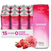 Drink Your Meditation Moment Strawberry Rose can, refreshing with zero added sugar.
