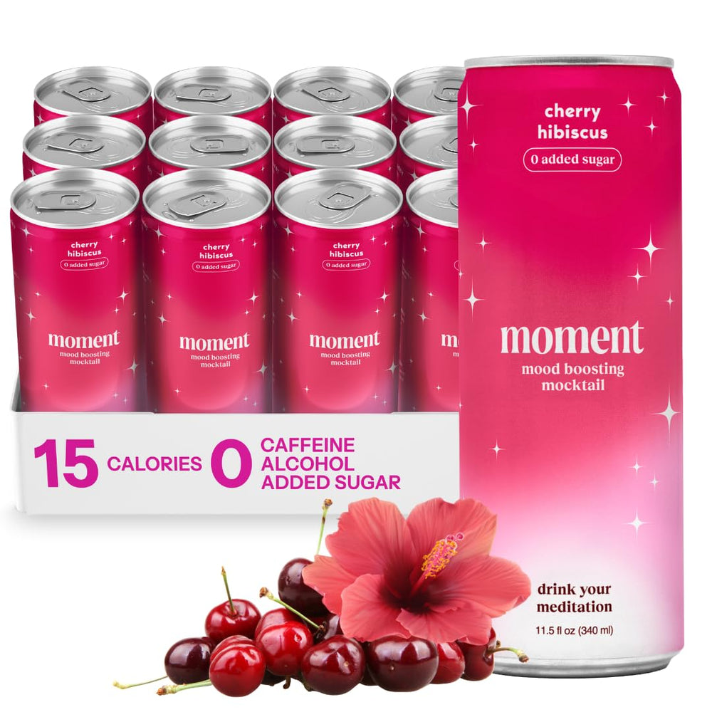 Drink Your Meditation Moment Mocktails bottle-pour shows cherry-hibiscus sparkle for a mindful break.
